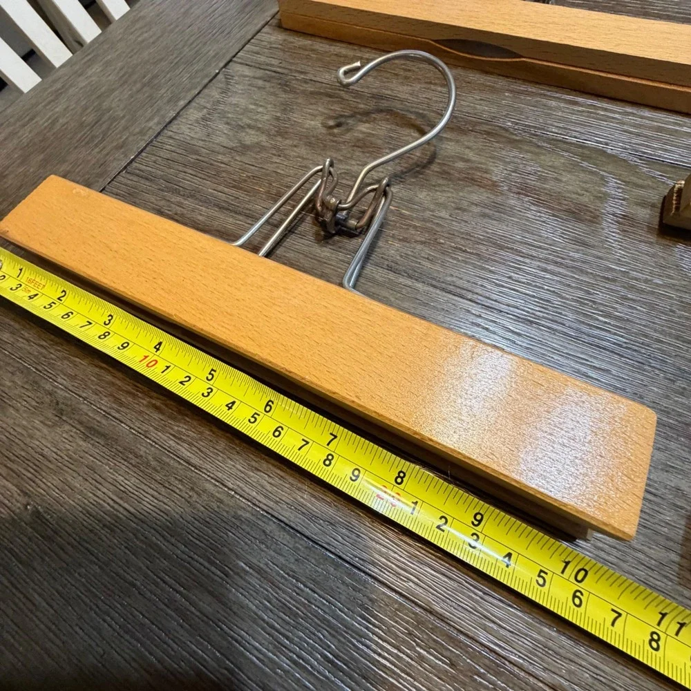Nevco Manhattan Vintage Wood Pant Skirt Hangers Lot 19 Metal Clamp Natural‎ MCM